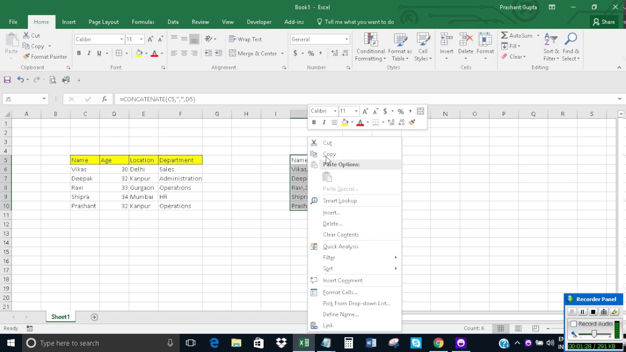 import csv files into excel